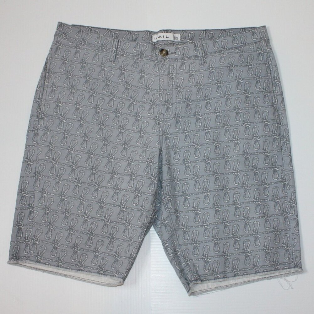 The Rail Men's Nautical Rope & Knot Print Casual Shorts in Gray Color size 34